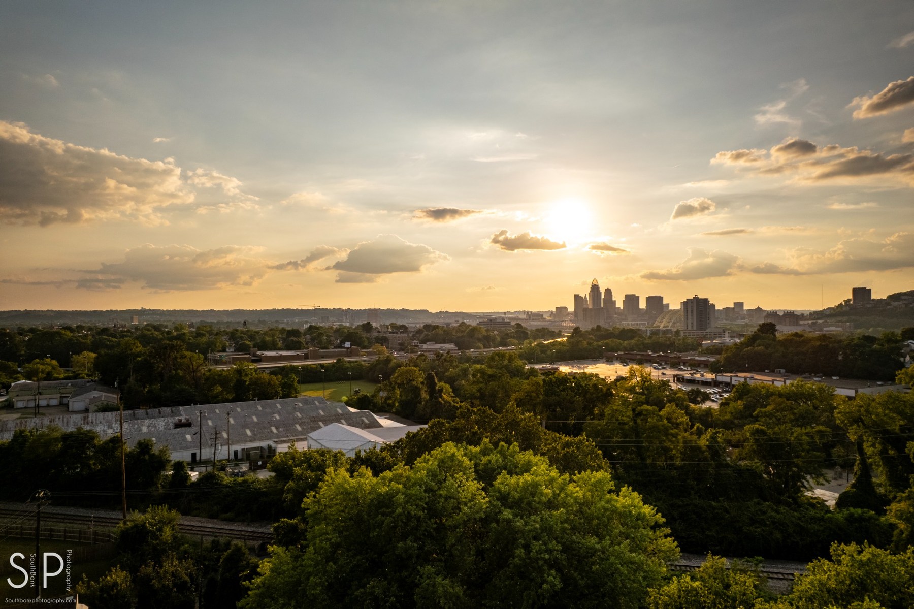 Cincinnati skyline at sunset viewed from Northern Kentucky